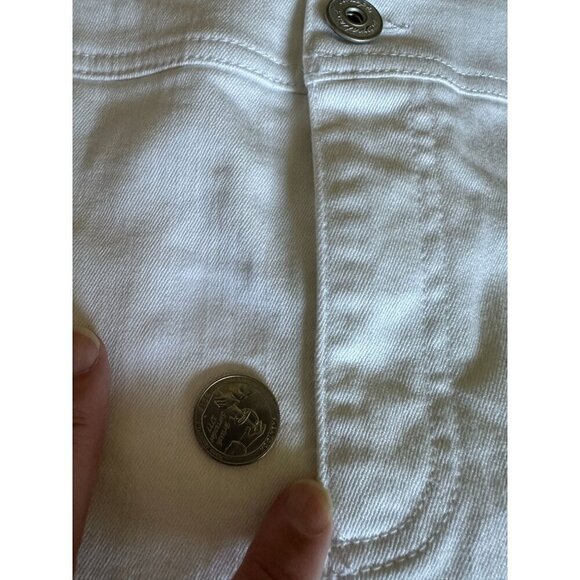 INC Women's Jeans 22W Slim Tech Fit White Fringe Hem Jeans Stretch NEW - Picture 15 of 15